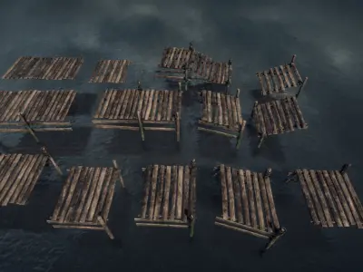 Modular Dock system Low-poly 3D model