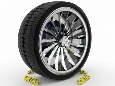 ORTAS CAR WHEEL RIM 140 GAME READY WHEEL RIM TIRE 3D model