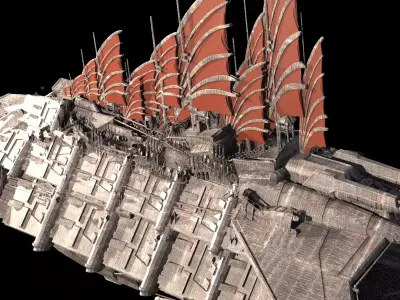 Hutt Desert Sail Barge carrier 4  3D model