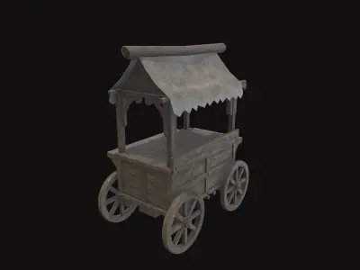 Medieval Cart V08 Low-poly 3D model