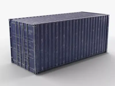 20Ft Cargo Container - Blue - Dirty 3D model
