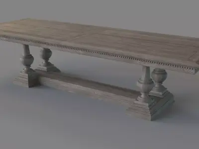 St James Rectangular Extension Dining Table Antique Grey Oak 3D model