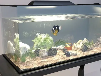 Aquarium fish tank on table 3D model