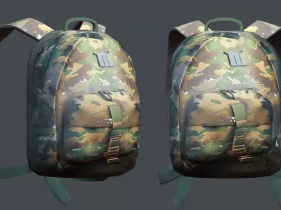 Backpack Camping Generic military human bag storqge baggage Low-poly 3D model 6