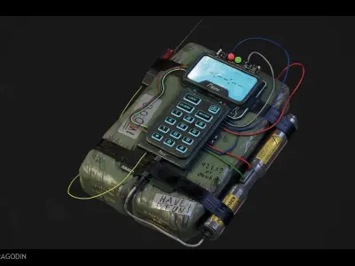 C4 Explosive Bomb Low-poly 3D model