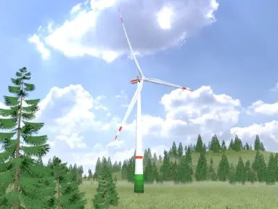 Wind turbine E1 H-132 RD 172 m Low-poly 3D model