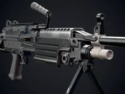 Semi Automatic Rifle FN M249S PARA  Low-poly 3D model
