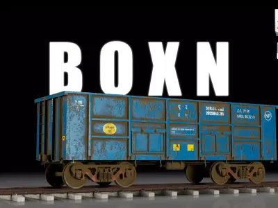 Indian Railways BOXN Open Top Freight Wagon Low-poly 3D model