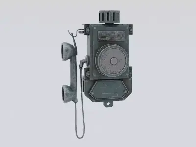 Telephone Low-Poly old phone with cord Low-poly 3D model