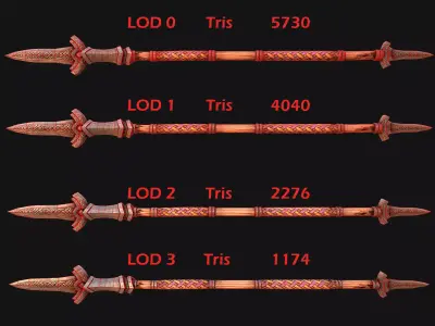 Medieval Wooden Spear Rack Weaponry Armory Set Low-poly 3D model