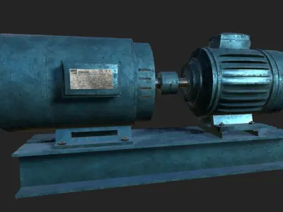 Generator Set electric motor Low-poly 3D model