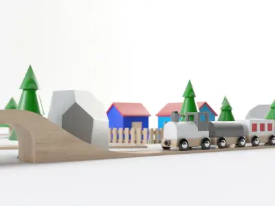Wooden Toy Train 3D model