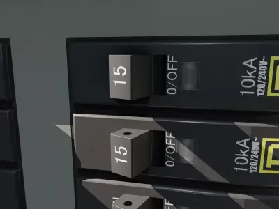  Breaker Box - Electrical Panel  - Game Ready - PBR Low Poly Low-poly 3D model