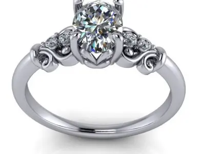 Vintage Solitaire Handcraft design antique Ovalcut Ring Classic 3D print model