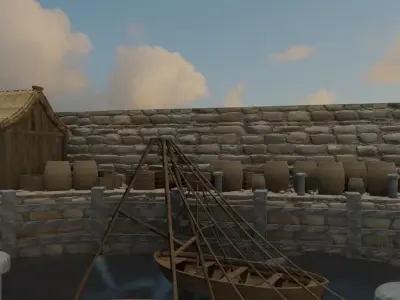 Coastal Village Harbor 3D model