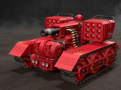 UGV Concept-3B-Red-Clean Low-poly 3D model