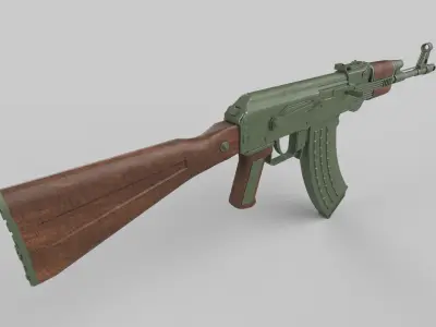 AK 47 Low-poly 3D model 7