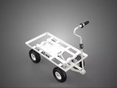 ELECTRIC FLATBED METAL MESH GRID NET PLATFORM TROLLEY CART WAGON 3D model