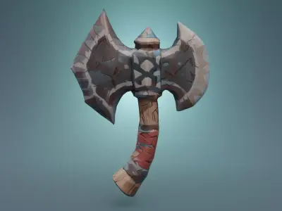 A Metal and Wood Axe Adventure Game Asset Free low-poly 3D model