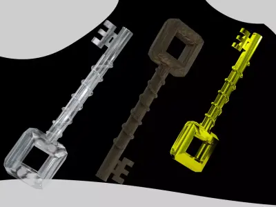 Antique key Low-poly 3D model get