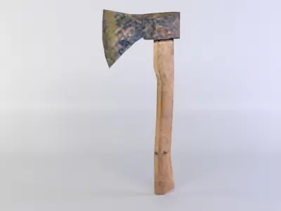 Axe with wooden handle Low-poly 3D model