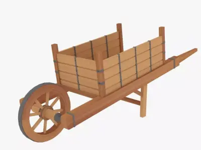 Medieval Wheel Barrow Low-poly 3D model
