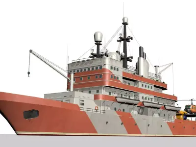 research vessel Low-poly 3D model by sobul