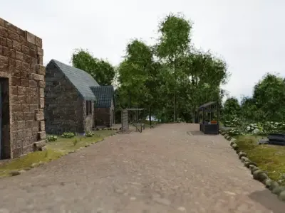 Medieval Village On A Hill 3D model