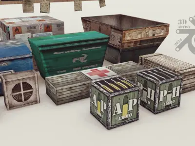 Ammo Boxes Low-poly 3D model buy