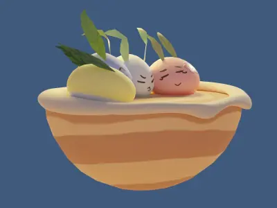 Snow Rabbit Group Hug  3D model