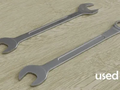 Spanners Wrenches clean used dirty Low-poly 3D model