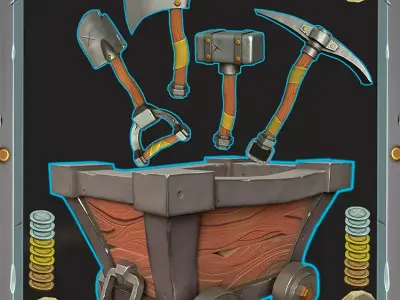 Stylzied Miner Pack Low-poly 3D model