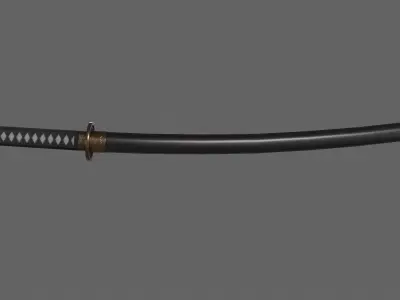 PBR Katana Japanese Sword Black V2 Low-poly 3D model