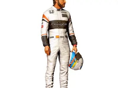 Fernando Alonso racing driver 3D print model