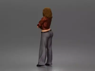 Urban Model Posing Casually in Stylish Jacket and Trousers 3D print model