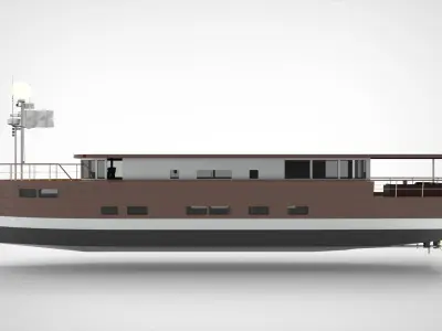 Wooden Yacht Solar Panel 3D model