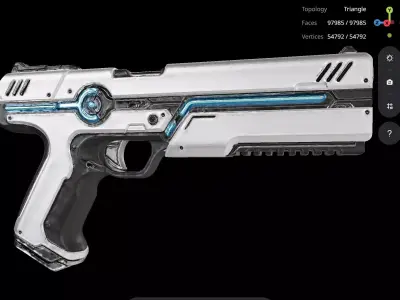 White Pistol 3D model