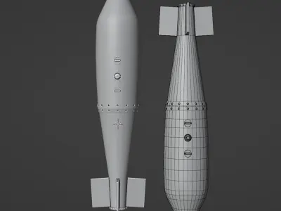 British  general purpose bomb 3D print model Low-poly 3D model