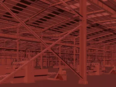 Internal machinery and equipment in the factory 3D model