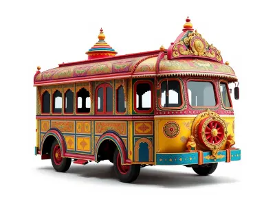 Ornate Vintage Bus D Model Pack Low-poly 3D model