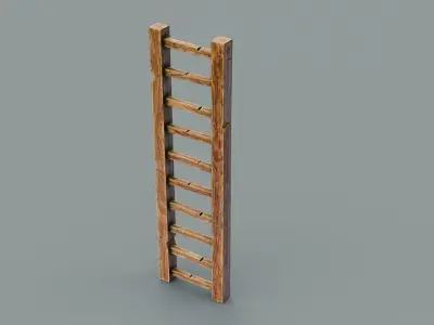Farm Fence Set Low-poly 3D model