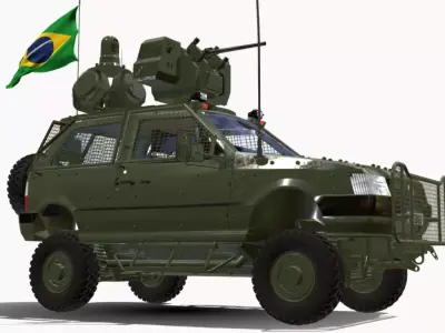 FIAT UNO MILITARY BR Low-poly 3D model