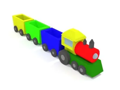 Low Poly Cartoon Train Toy Low-poly 3D model