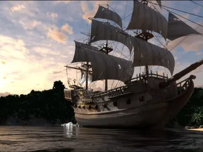 pirates ship scene 3D model