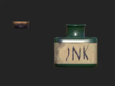 Inkwell ink bottle Low-poly 3D model