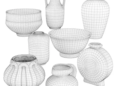 Ceramic vases by Alexandre Bigot 3D model