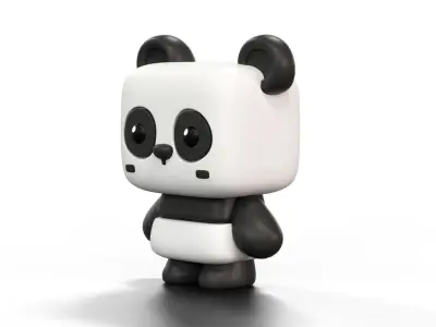 Stylized Cute Panda Character Low-poly 3D model