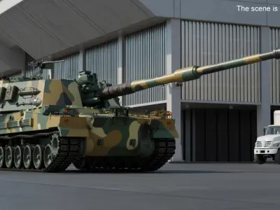 K9 Thunder South Korean Howitzer Rigged 3D model