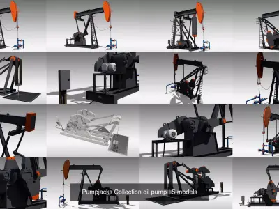 Pumpjacks Collection oil pump 3D Model Pack