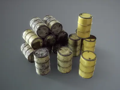 Warehouse Barrels - UE and UNITY - Game  Ready - Low Poly Free low-poly 3D model